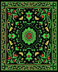 Vibrant Red Green Floral Medallion Rug