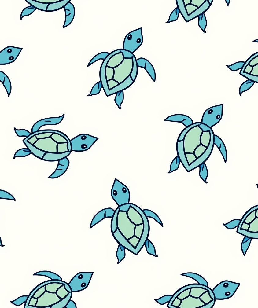 Whimsical Teal Sea Turtle Repeat Rug