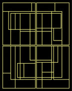 Black Yellow Geometric Deconstructed Grid Rug