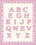 Pink Floral Alphabet Border Artwork Rug