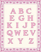 Pink Floral Alphabet Border Artwork Rug