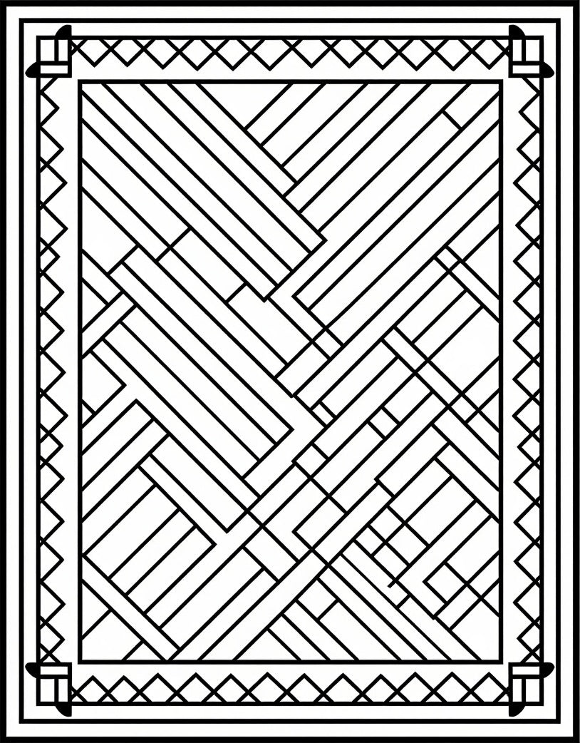 Bold Black Geometric Wood Grain Rug