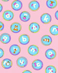 Pastel Circles Alphabet Collage Rug