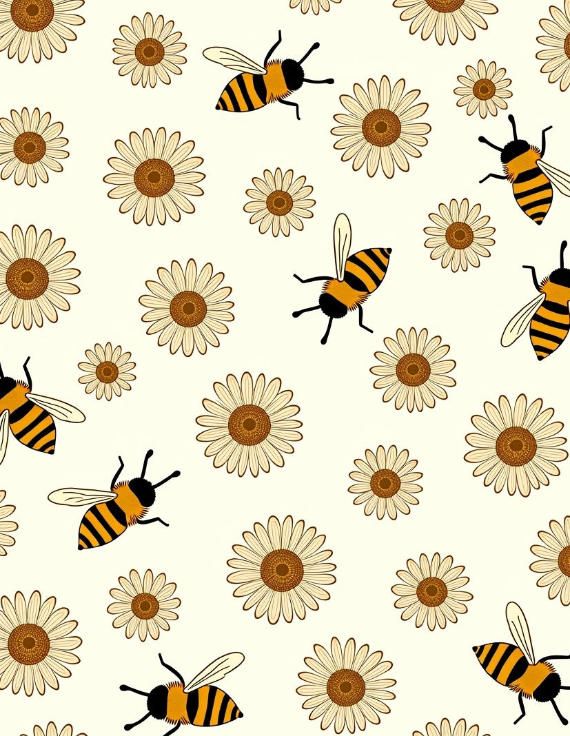 Charming Yellow Daisy Bee Gathering Rug