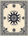 Cream Sunburst Decorative Border Rug