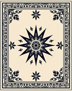 Cream Sunburst Decorative Border Rug