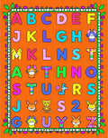 Vibrant Alphabet Border with Animals Rug
