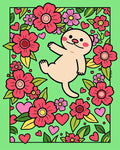 Whimsical Cute Cat Floral Hearts Delight Rug