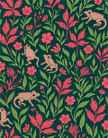 Coral Frogs Greenery Floral Garden Rug