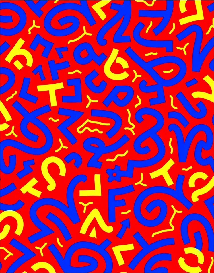 Retro Red Blue Yellow Abstract Shapes Rug