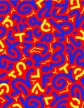 Retro Red Blue Yellow Abstract Shapes Rug