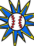 Blue Yellow Starburst Baseball Rug