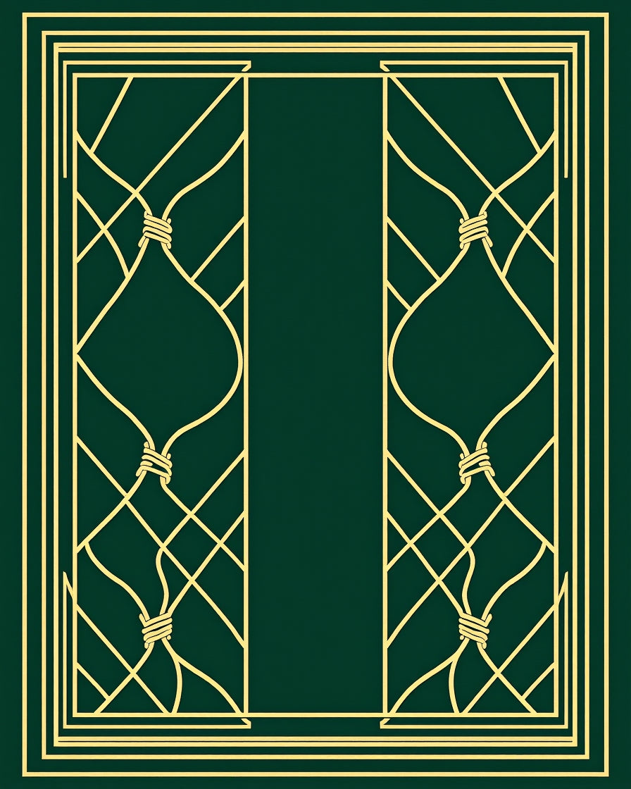 Golden Art Deco Geometric Swirl Rug
