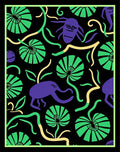 Purple Creatures Green Floral Whimsical Rug