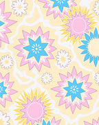 Retro Starburst Floral Yellow Rug