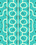 Teal And Cream Floral Art Nouveau Rug