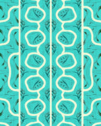 Teal And Cream Floral Art Nouveau Rug