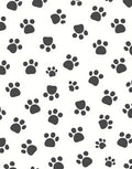 Dark Gray Paw Prints on White Rug