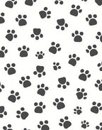 Dark Gray Paw Prints on White Rug