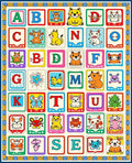 Playful Alphabet Animals Colorful Squares Rug