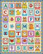 Playful Alphabet Animals Colorful Squares Rug