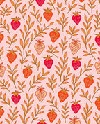 Red Strawberry Branch Repeating Pattern Rug
