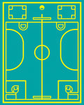 Yellow Court Lines Teal Rug