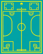 Yellow Court Lines Teal Rug