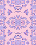 Pastel Purple Floral Medallion Symmetry Rug