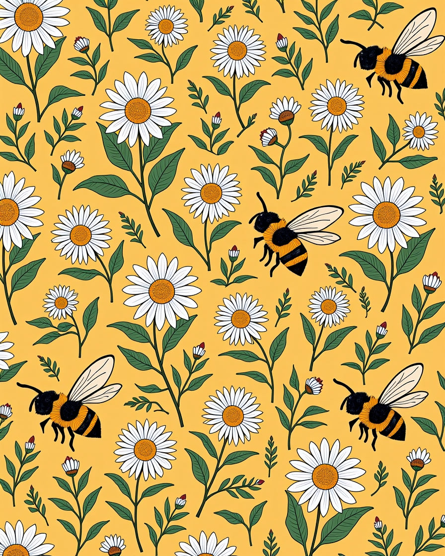 Yellow Daisy Bee Garden Rug