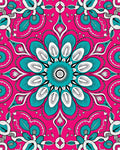 Vibrant Pink Teal Floral Mandala Rug