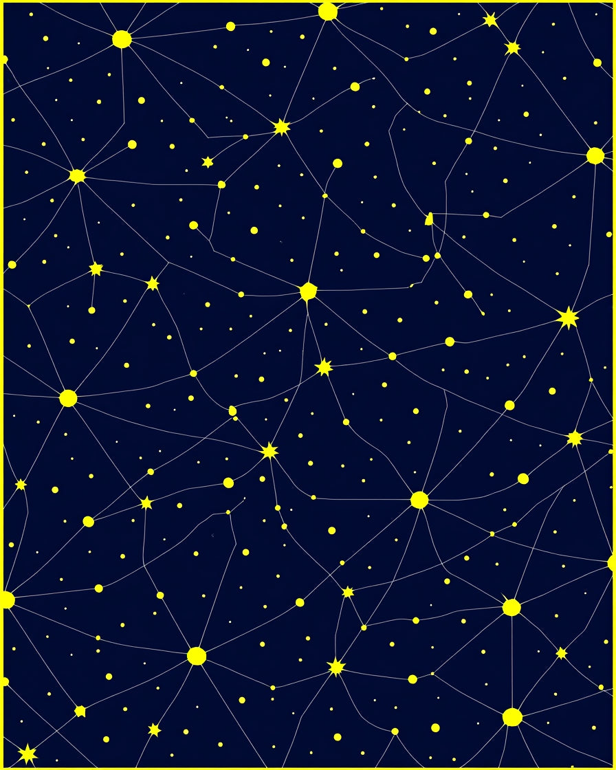 Cosmic Yellow Star Constellation Night Rug