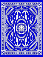 Bold Blue White Symmetric Animal Medallion Rug