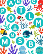 Ocean Alphabet Whimsical Marine Life Rug