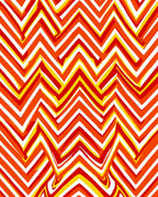 Vibrant Orange Red Yellow Chevron Rug