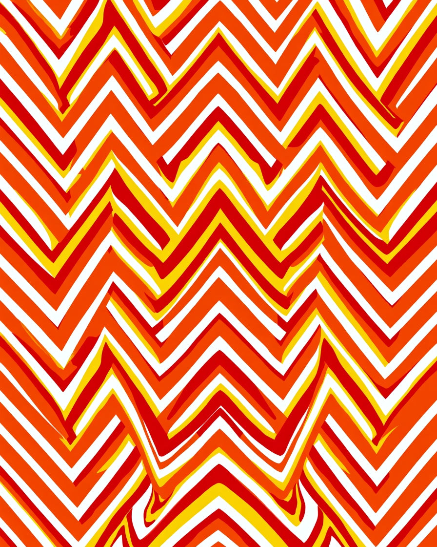 Vibrant Orange Red Yellow Chevron Rug