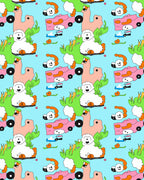 Whimsical Pink Car Sheep Meadow Rug