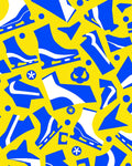 Bold Blue Ice Skate Collage Rug