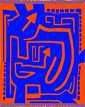 Vibrant Blue Orange Maze Arrows Rug