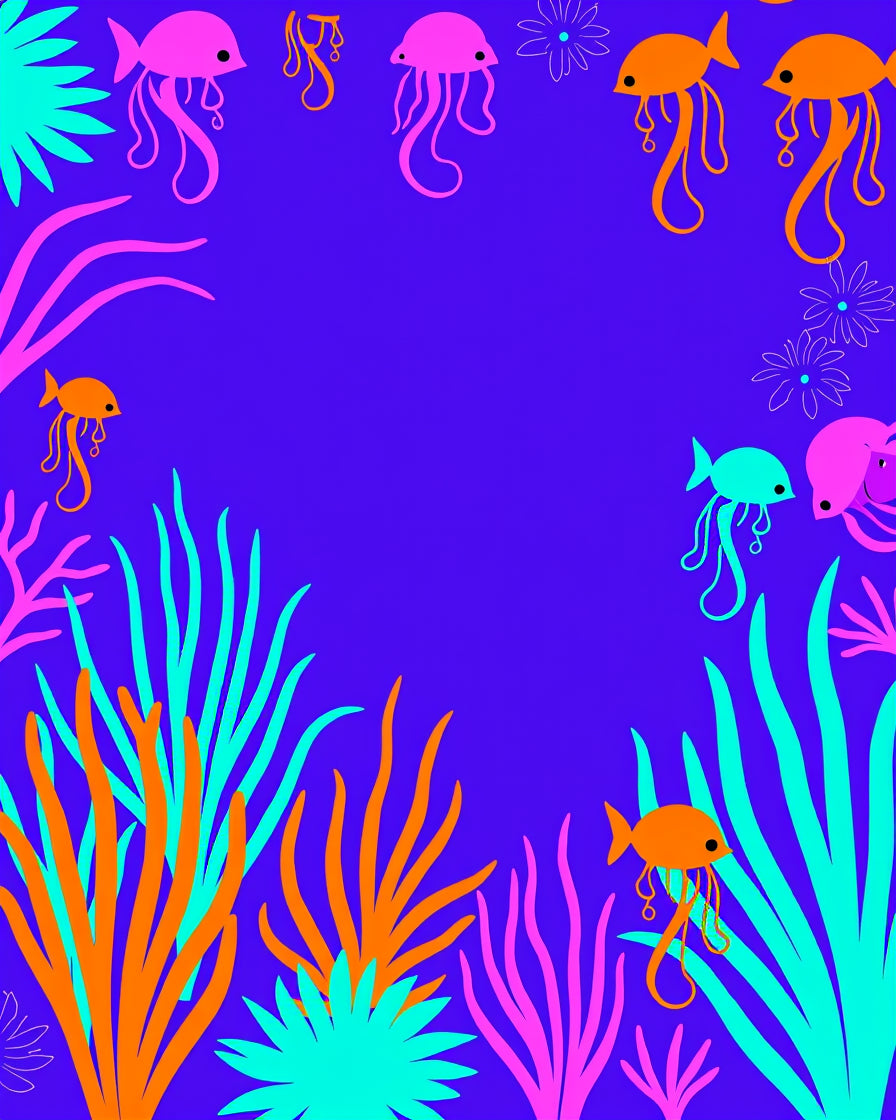 Vibrant Coral Fish Jellyfish Bloom Rug