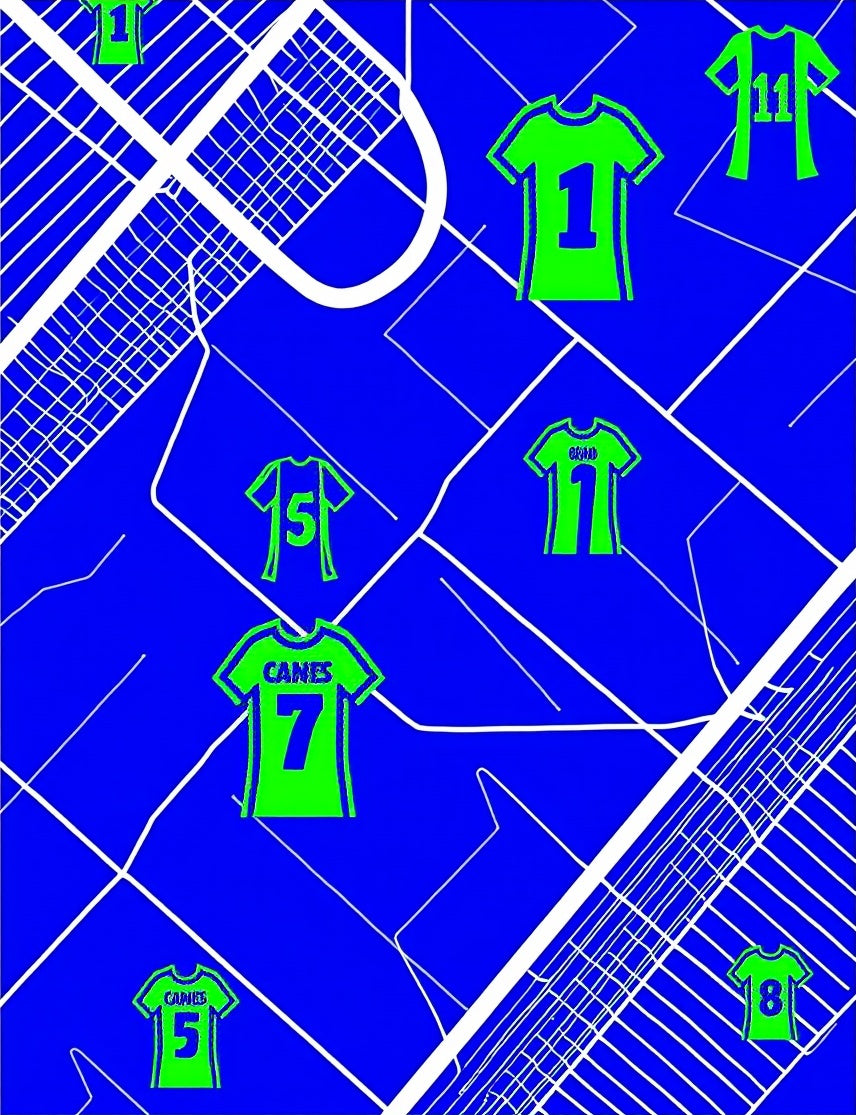 Neon Green Sports Jersey Collage Rug