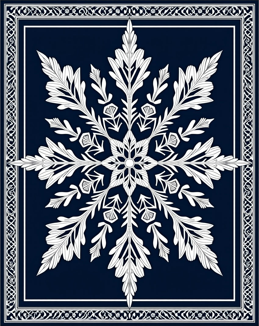 Timeless White Floral Medallion Navy Rug