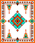 Bold Orange Turquoise Diamond Border Rug
