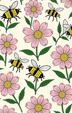 Pink Daisies Yellow Bees Garden Rug