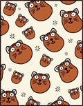 Whimsical Brown Cat Faces Scattered Stars Rug
