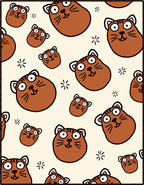 Whimsical Brown Cat Faces Scattered Stars Rug