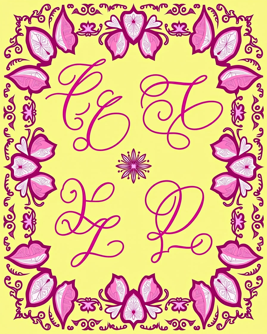 Pink Orchid Monogram Frame Rug