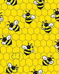 Playful Yellow Bee Hive Honeycomb Pattern Rug