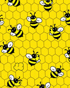 Playful Yellow Bee Hive Honeycomb Pattern Rug