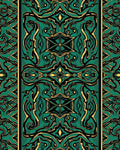 Emerald Gold Stylized Floral Symmetry Rug